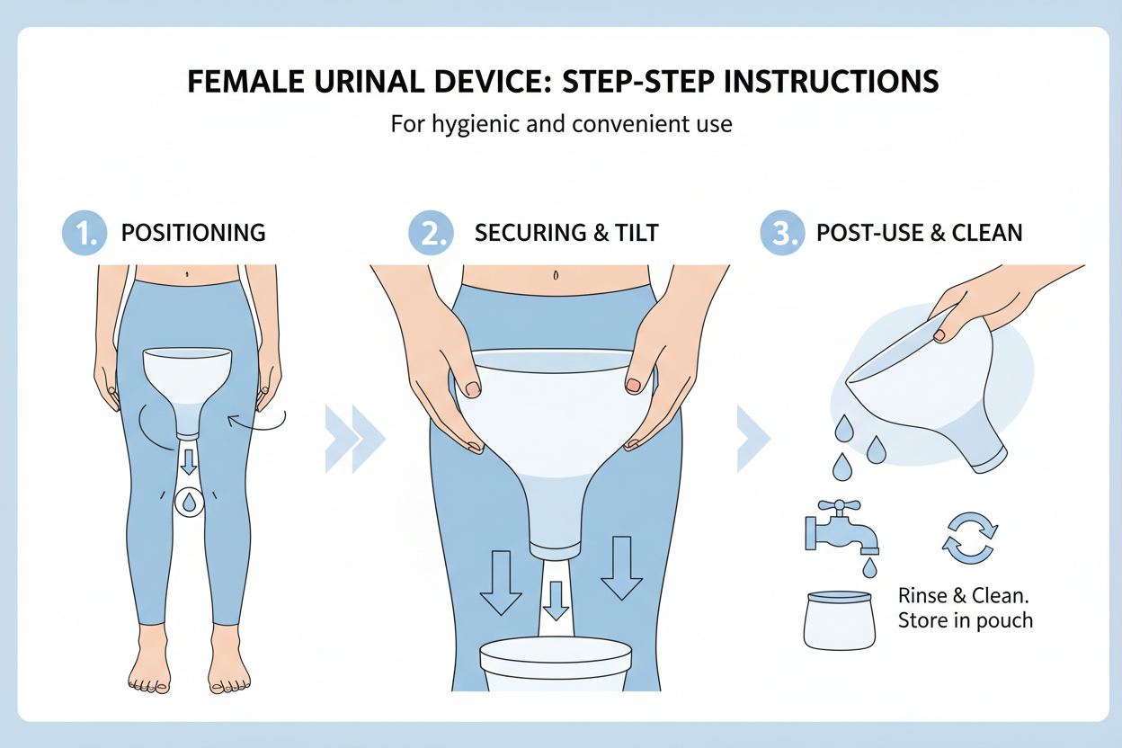 female urinal device step by step instructions